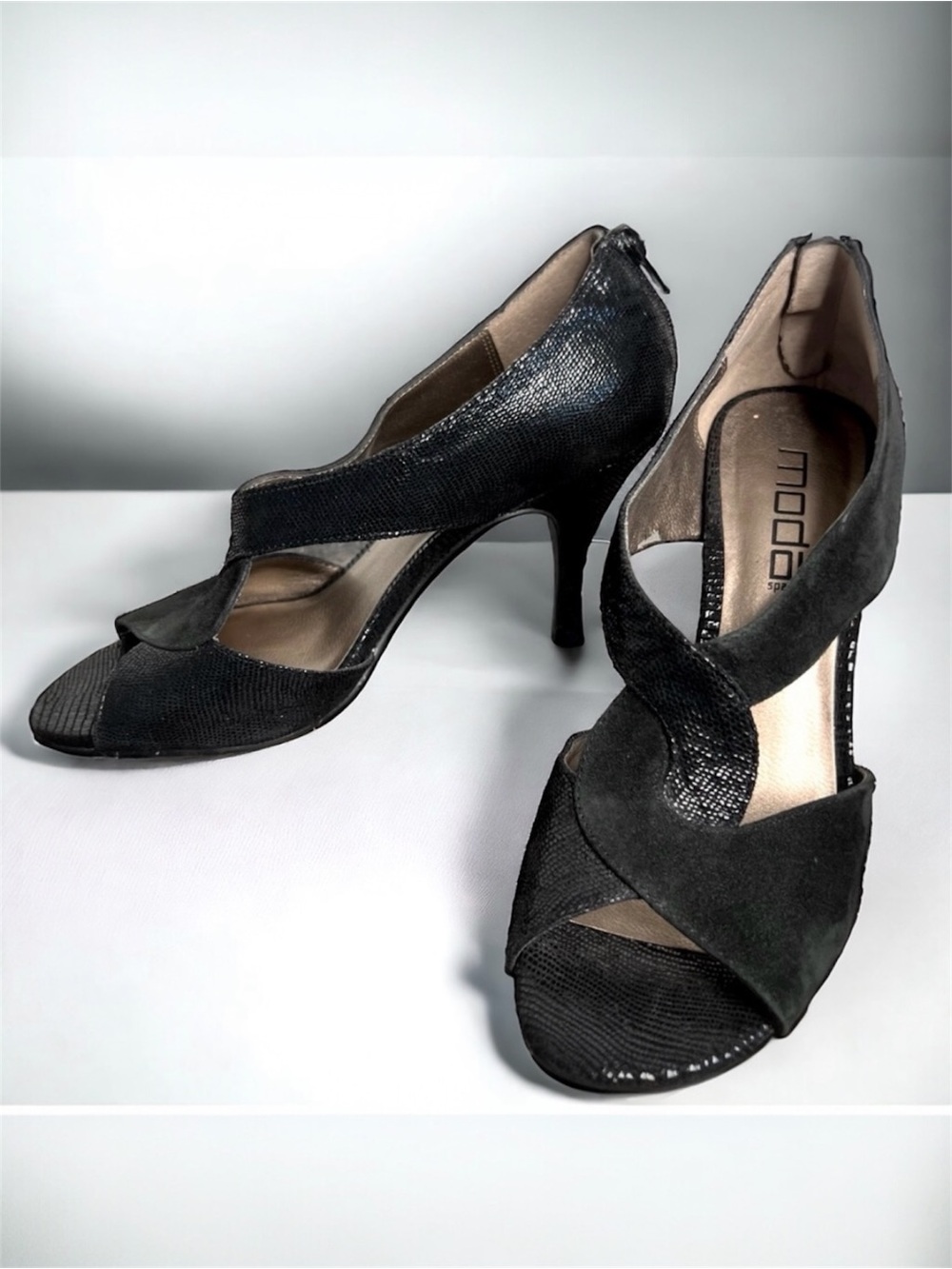 Moda Spana Women’s Black Open Toe High Heel Shoes | Size 8 | NWOT